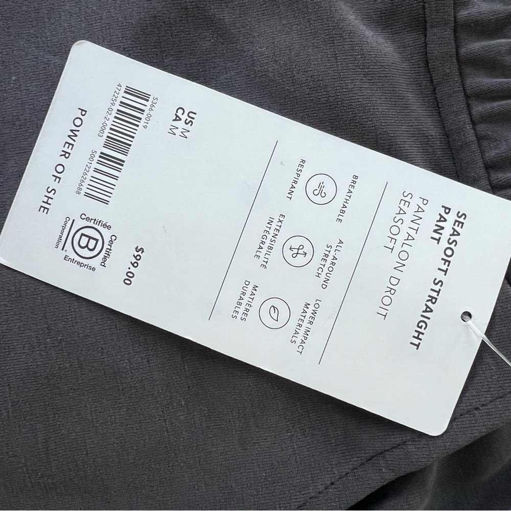 Athleta NWT Seasoft Mid Rise Straight Slightly Flared Lounge Pant, Black, M - Picture 9 of 15